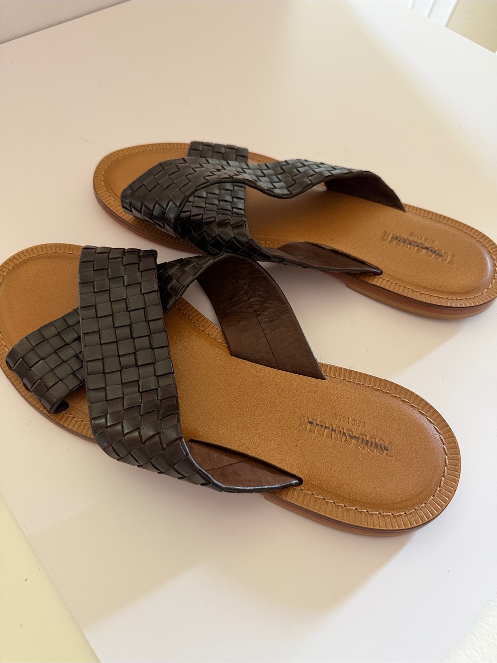 Todd Snyder Dark Brown Woven Slide Sandals Sz 12.  Tub10
